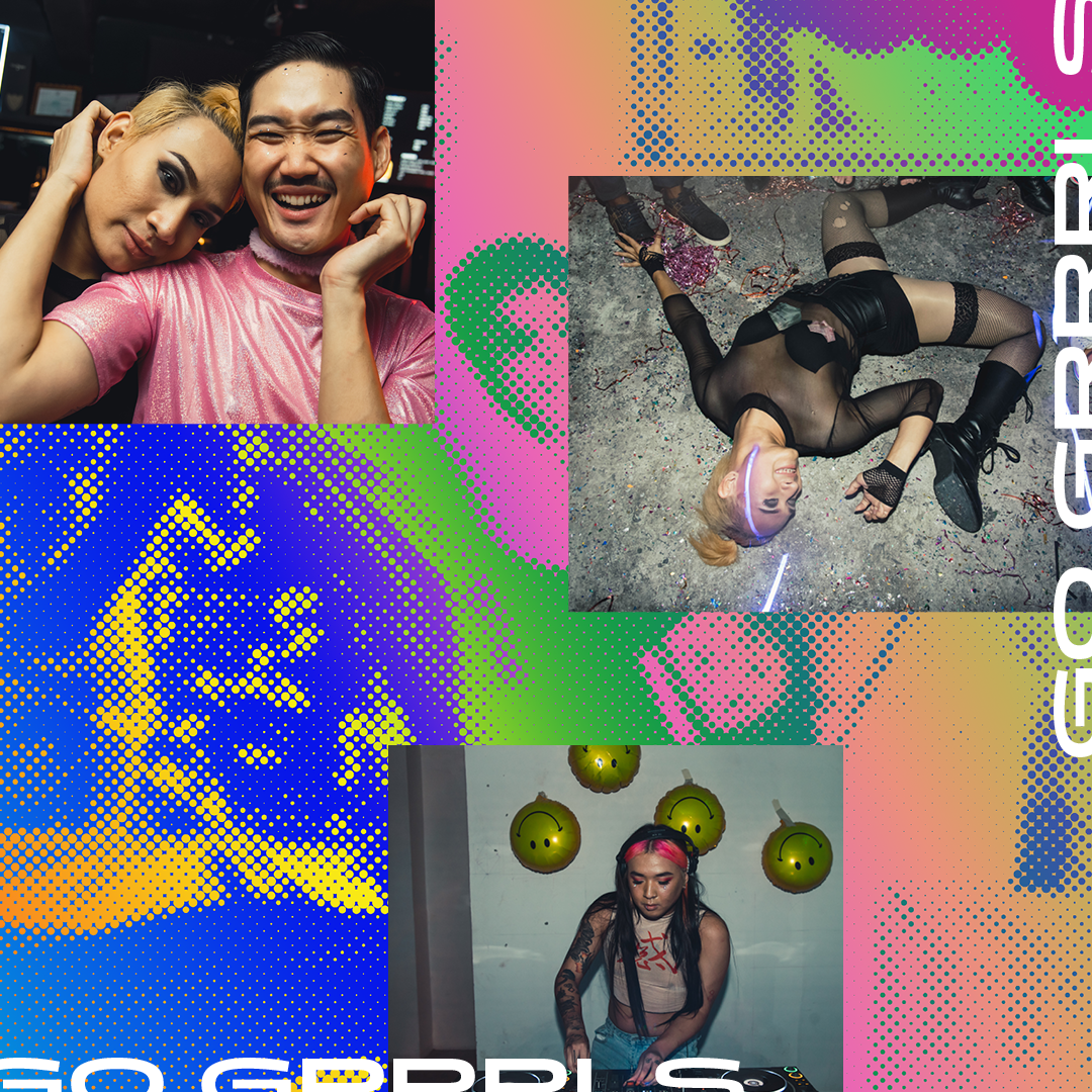 Stills from Mae Happyair's underground club nights GO GRRRLS and NON NON NON