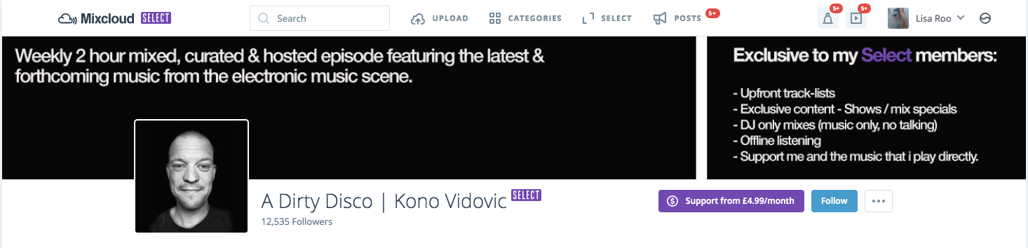 Kono Vidovic's Creator Subscriptions page