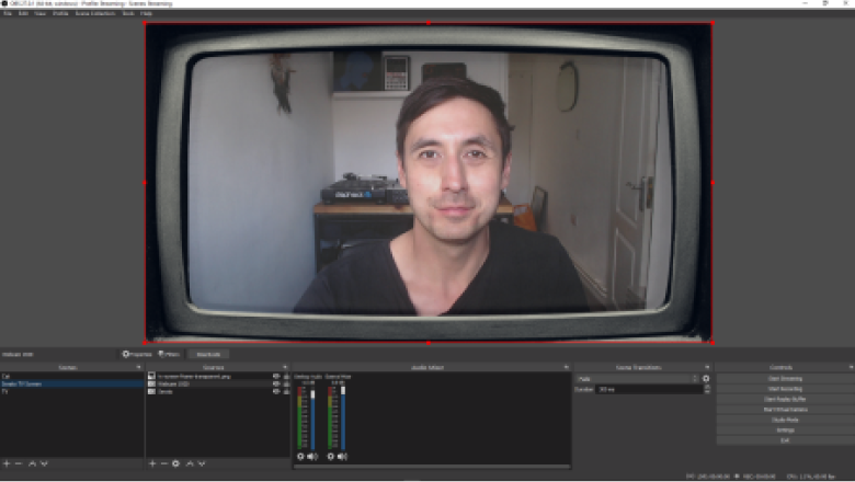 A scene example on OBS, made from a webcam output