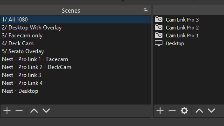 A scene example on OBS: Multiple scenes