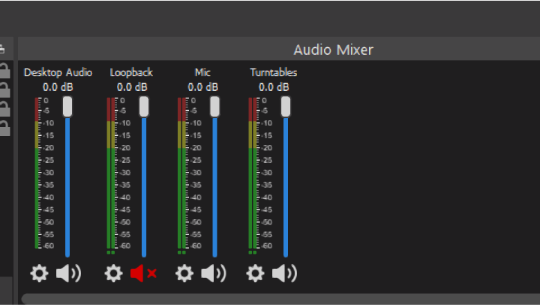 OBS' audio mixer view