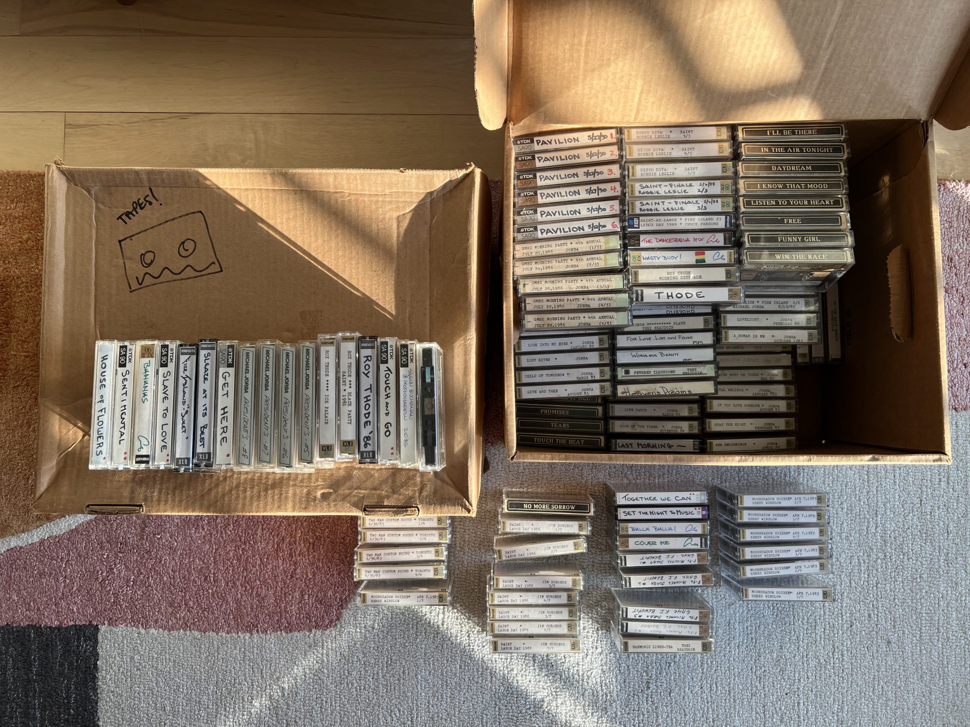 Some of the many tapes that make up Pine Walk Collection