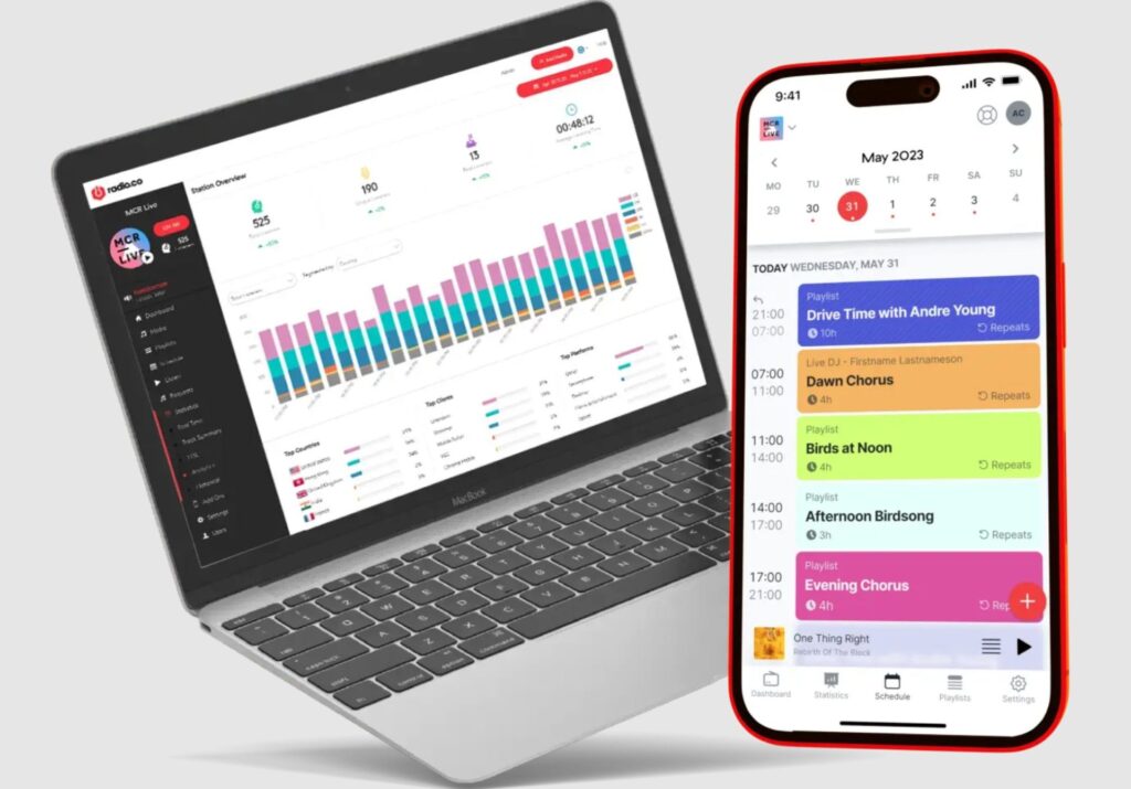 Radio.co's immersive dashboard and management hub for your radio station